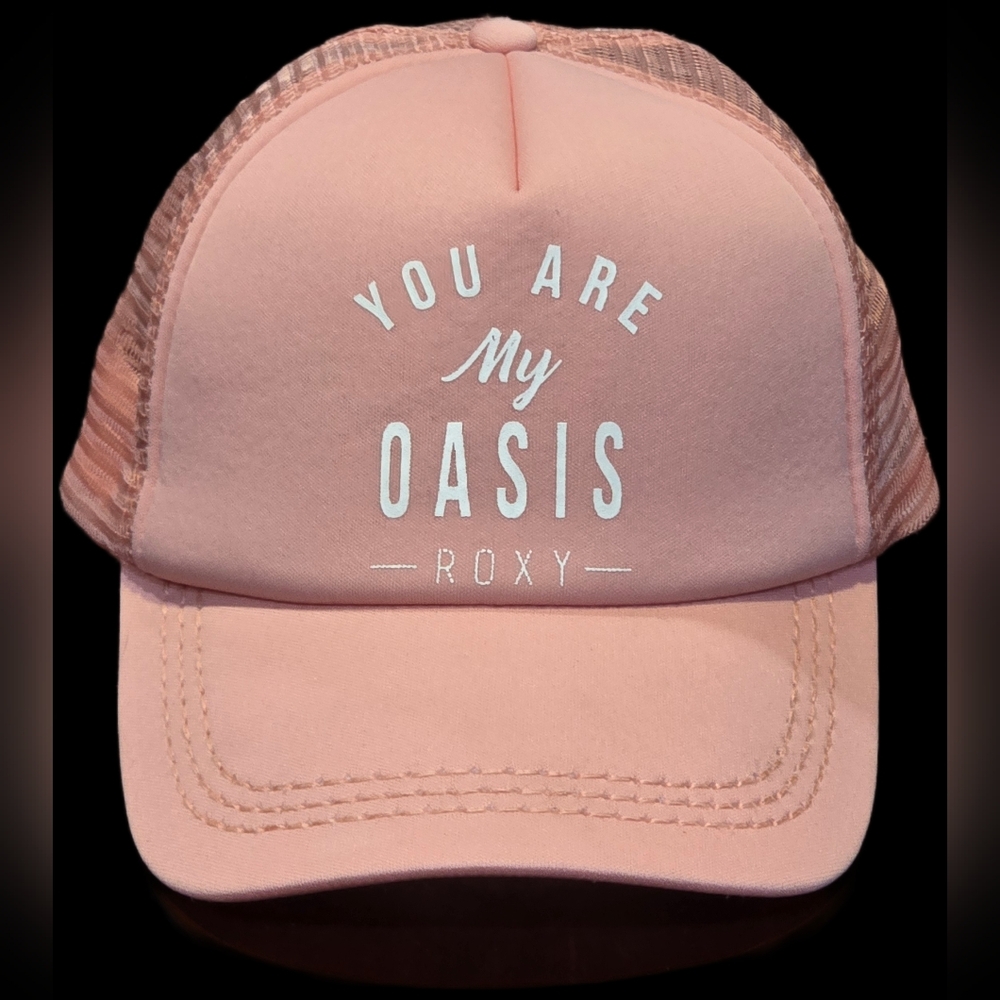 Roxy Juniors Hat, "You Are My Oasis" Peach Trucker Hat: Surferwear, Beach Casual